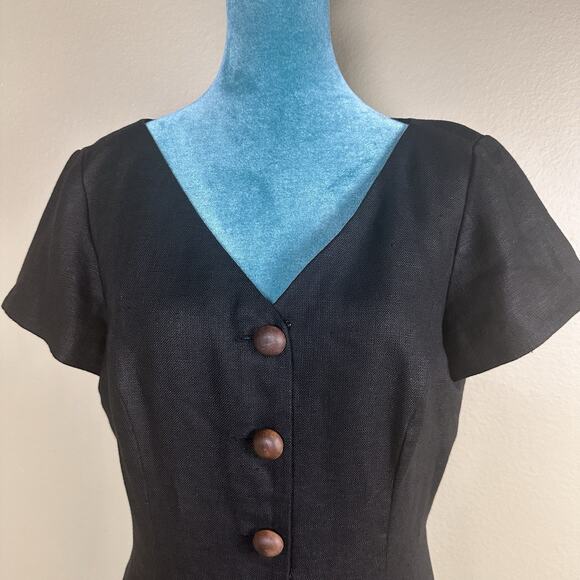 Marie St. Claire sheath dress Linen Women 8 Black, Buttons, Career wear class - Picture 3 of 14